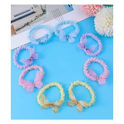 Pine Kids Hair Rubber Bands Pack of 8 With Butterfly Applique- Multicolor
