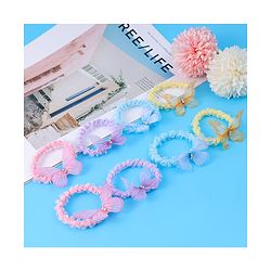 Pine Kids Hair Rubber Bands Pack of 8 With Butterfly Applique- Multicolor