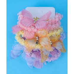 Pine Kids Hair Rubber Bands Pack of 8 With Butterfly Applique- Multicolor