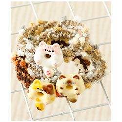 Pine Kids Free Size Rubber Bands & Scrunchies Set With Cat Applique Pack of 3 - Multicolor