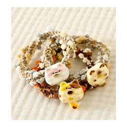 Pine Kids Free Size Rubber Bands & Scrunchies Set With Cat Applique Pack of 3 - Multicolor
