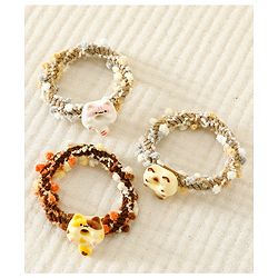Pine Kids Free Size Rubber Bands & Scrunchies Set With Cat Applique Pack of 3 - Multicolor
