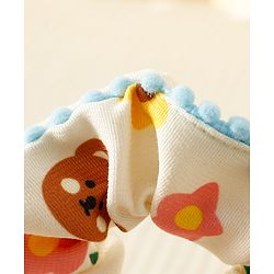 Pine Kids Scrunchies with Floral Print & Bow Applique - Light Blue Pink & Yellow