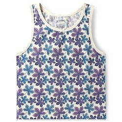 Pine Kids Cotton Lycra Knit Sleeveless Vests With Floral Print Pack Of 3 (Color May Vary)