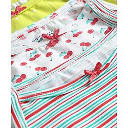 Pine Kids Cotton Elastane Knit Sleeveless Slip With Stripes & Polka Dots Pack Of 3 - Yellow White & Green
