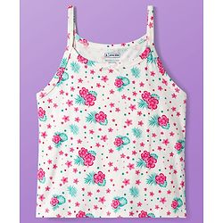 Pine Kids Cotton Knit Sleeveless Slips With Floral Print Pack Of 3 (Colour May Vary)
