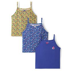 Pine Kids Cotton Knit Sleeveless Slips with Floral Print Pack of 3 (Color May Vary)