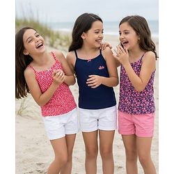 Pine Kids Cotton Knit Sleeveless Slips with Heart Print Pack of 3 (Color May Vary)