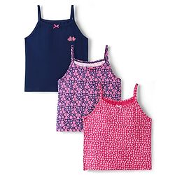 Pine Kids Cotton Knit Sleeveless Slips with Heart Print Pack of 3 (Color May Vary)