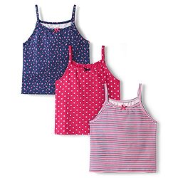 Pine Kids Cotton Knit Sleeveless Slips with Stripes & Polka Dots Pack of 3 (Color May Vary)