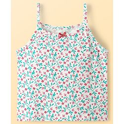 Pine Kids Cotton Elastane Knit Sleeveless Slip with Floral Design Pack of 3 - Red Light Blue & Pink