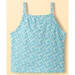 Pine Kids Cotton Elastane Knit Sleeveless Slip with Floral Design Pack of 3 - Red Light Blue & Pink
