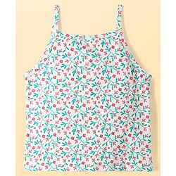 Pine Kids Cotton Elastane Knit Sleeveless Slip with Floral Design Pack of 3 - Red Light Blue & Pink