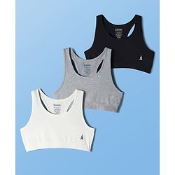 Pine Kids Cotton Elastane Knit Sleeveless Solid Color Bralettes Pack of 3 (Color May Vary)