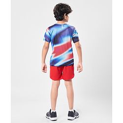 Pine Active Knit Half Sleeves T-Shirt with Text Print - Navy Blue