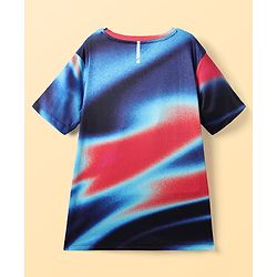 Pine Active Knit Half Sleeves T-Shirt with Text Print - Navy Blue