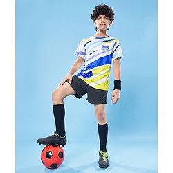 Pine Active Knit Half Sleeves T-Shirt with Text Print - White