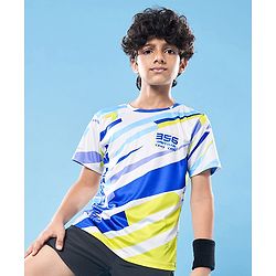 Pine Active Knit Half Sleeves T-Shirt with Text Print - White