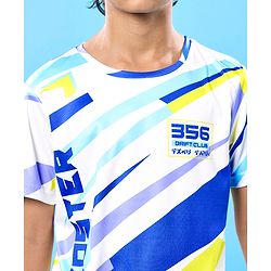 Pine Active Knit Half Sleeves T-Shirt with Text Print - White
