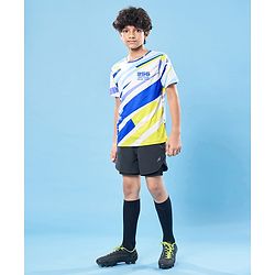 Pine Active Knit Half Sleeves T-Shirt with Text Print - White