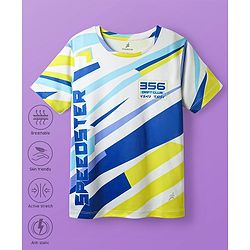 Pine Active Knit Half Sleeves T-Shirt with Text Print - White