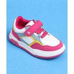 Pine Kids Velcro Closure Casual Shoes With Lace Detailing - Pink & White