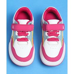 Pine Kids Velcro Closure Casual Shoes With Lace Detailing - Pink & White