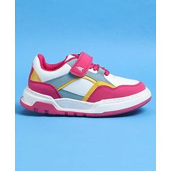 Pine Kids Velcro Closure Casual Shoes With Lace Detailing - Pink & White