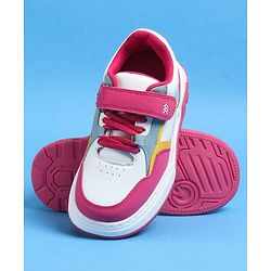 Pine Kids Velcro Closure Casual Shoes With Lace Detailing - Pink & White