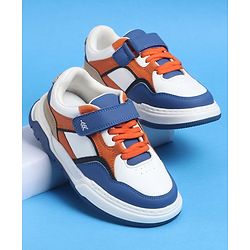 Pine Kids Velcro Closure Casual Shoes With Lace Detailing - Blue  & White