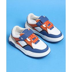 Pine Kids Velcro Closure Casual Shoes With Lace Detailing - Blue  & White
