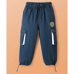 Pine Kids Cotton Knit Half Sleeves Cut & Sew Hooded T-Shirt & Joggers Set with Text Print - Limegreen