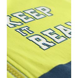 Pine Kids Cotton Knit Half Sleeves Cut & Sew Hooded T-Shirt & Joggers Set with Text Print - Limegreen
