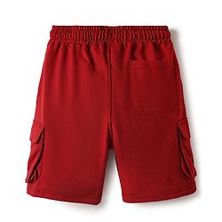 Pine Kids Looper Knit Above Knee Length Solid Shorts With Cargo Pockets - Maroon