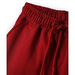 Pine Kids Looper Knit Above Knee Length Solid Shorts With Cargo Pockets - Maroon