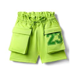 Pine Kids Looper Knit Mid Thigh Shorts With Number Print - Lime Green