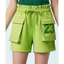 Pine Kids Looper Knit Mid Thigh Shorts With Number Print - Lime Green