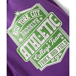 Pine Kids Looper Knit Mid Thigh Shorts With Text Print - Purple