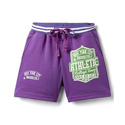 Pine Kids Looper Knit Mid Thigh Shorts With Text Print - Purple