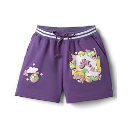 Pine Kids Looper Knit Mid Thigh Shorts With HD Print - Purple