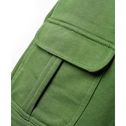 Pine Kids Looper Knit Above Knee Length Solid Shorts With Cargo Pockets - Olive Green