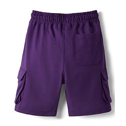 Pine Kids Looper Knit Above Knee Length Solid Colour Shorts - Violet