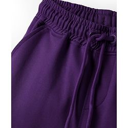 Pine Kids Looper Knit Above Knee Length Solid Colour Shorts - Violet