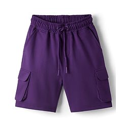 Pine Kids Looper Knit Above Knee Length Solid Colour Shorts - Violet