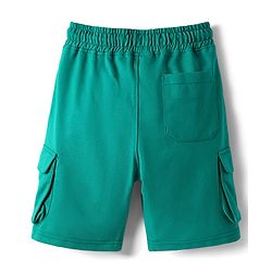 Pine Kids Looper Knit Above Knee Length Solid Colour Shorts - Dark Green