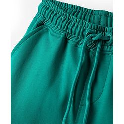 Pine Kids Looper Knit Above Knee Length Solid Colour Shorts - Dark Green