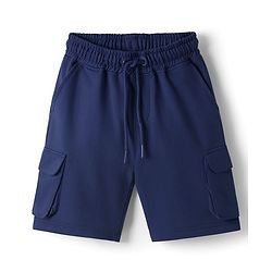Pine Kids Looper Knit Above Knee Length Solid Colour Shorts Navy Blue