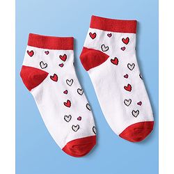 Pine Kids Knit Ankle Length Silvadur Antimicrobial Socks with Heart Print Design Pack of 3 - Color May Vary