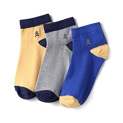 Pine Kids Knit Ankle Length Silvadur Antimicrobial Socks with Color Block Design Pack of 3 - Color May Vary