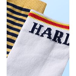 Pine Kids Knit Ankle Length Silvadur Antimicrobial Socks with Stripe & Text Design Pack of 3 - Color May Vary